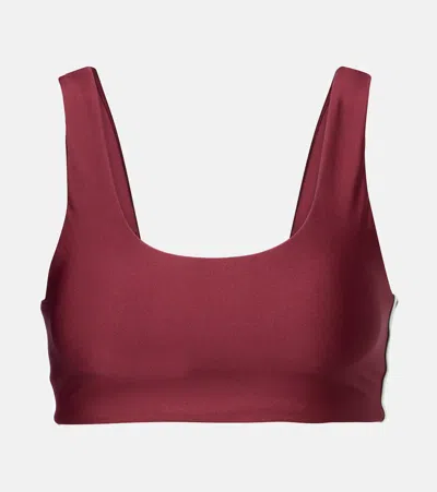 The Upside Oxford Stripe-detail Sports Bra In Brown