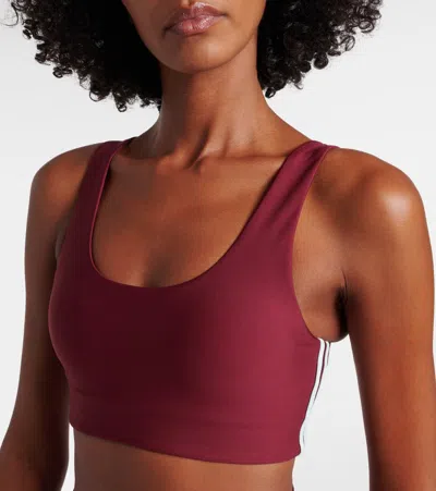 The Upside Oxford Stripe-detail Sports Bra In Brown