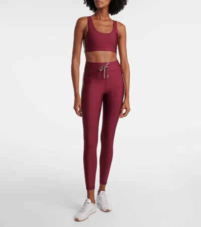 The Upside Oxford Stripe-detail Sports Bra In Brown