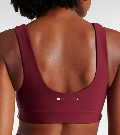 The Upside Oxford Stripe-detail Sports Bra In Brown