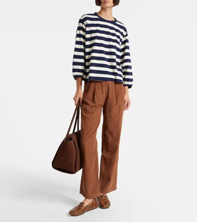 Velvet Edora Striped Cotton Jersey Sweatshirt In Blue