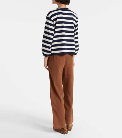 Velvet Edora Striped Cotton Jersey Sweatshirt In Blue