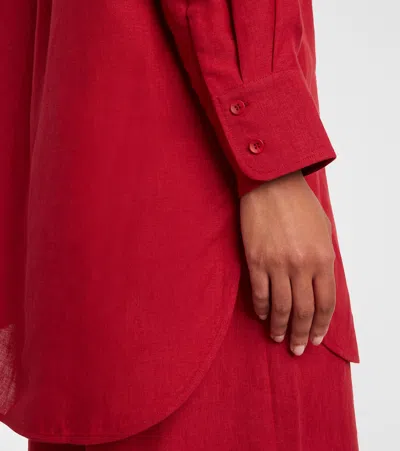 Eres Mignonette Oversized Linen Shirt In Red