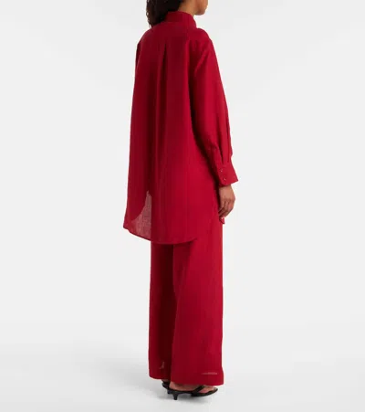 Eres Mignonette Oversized Linen Shirt In Red