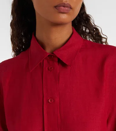 Eres Mignonette Oversized Linen Shirt In Red