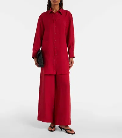 Eres Mignonette Oversized Linen Shirt In Red