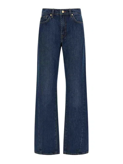 7 For All Mankind Wide Leg Denim Jeans In Blue