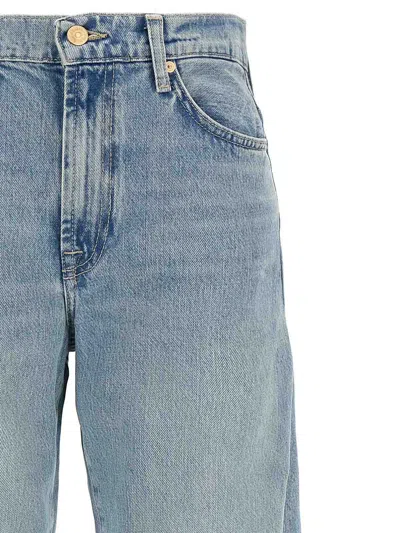 7 For All Mankind Faded Wash Five-pocket Denim Trousers In Blue