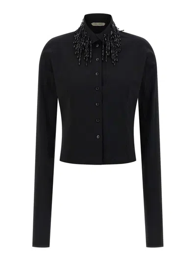 Alberta Ferretti Embellished Collar Fitted Silhouette Long Sleeves In Black