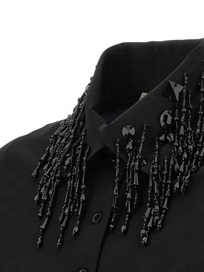 Alberta Ferretti Embellished Collar Fitted Silhouette Long Sleeves In Black