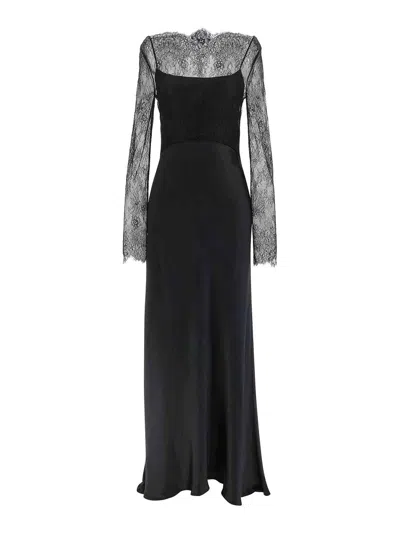 Alberta Ferretti Black Satin Long Dress