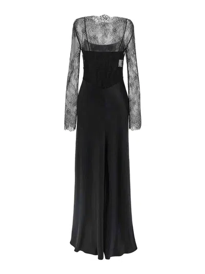 Alberta Ferretti Black Satin Long Dress