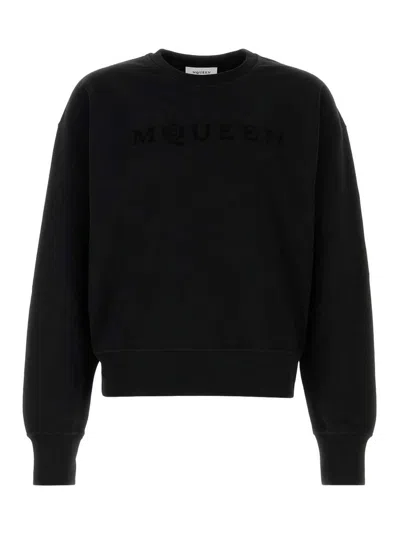 Alexander Mcqueen Logo Printed Crewneck Sweatshirt In Black