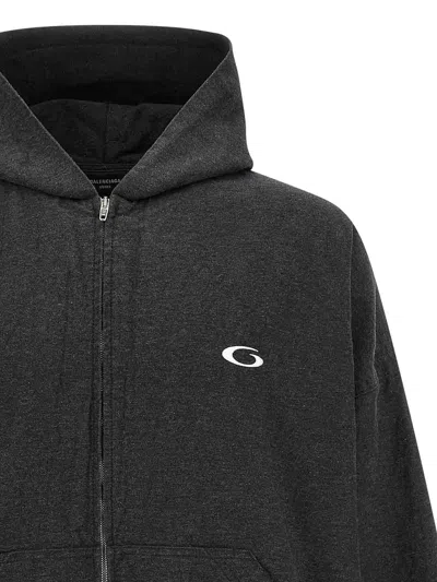 Balenciaga Men Grey Sweatshirt With Fixed Hood And Logo Detail On The Front In Cotton Man In Gray
