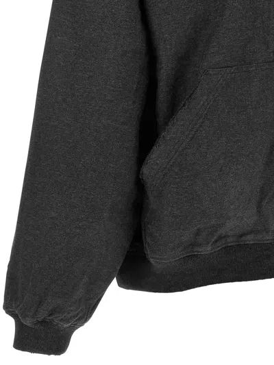 Balenciaga Men Grey Sweatshirt With Fixed Hood And Logo Detail On The Front In Cotton Man In Gray