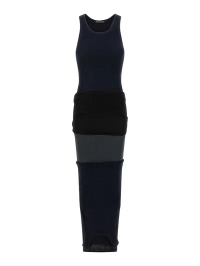 Balenciaga Women Upside Down Long Dress In Blue