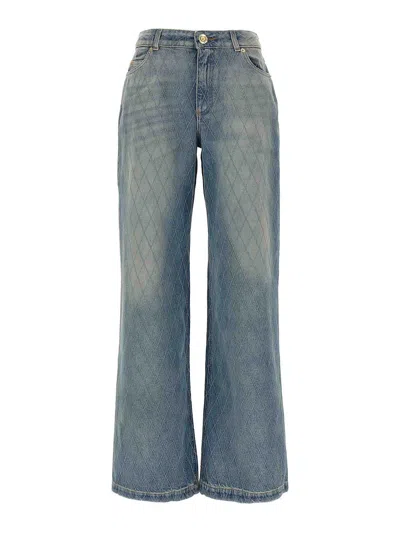 Balmain Diamond Denim Straight-fit Jeans In Animal Print