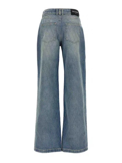 Balmain Diamond Denim Straight-fit Jeans In Animal Print