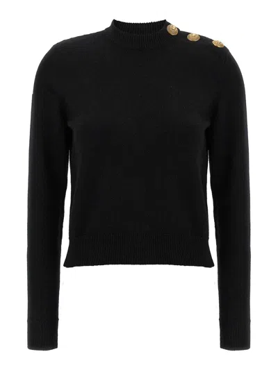 Balmain Eco-cashmere Button Sweater Sweaters And Cardigans Black In Black