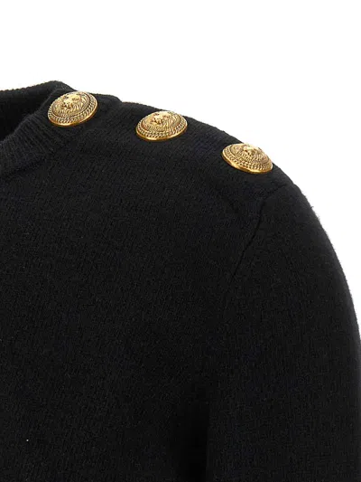 Balmain Eco-cashmere Button Sweater Sweaters And Cardigans Black In Black