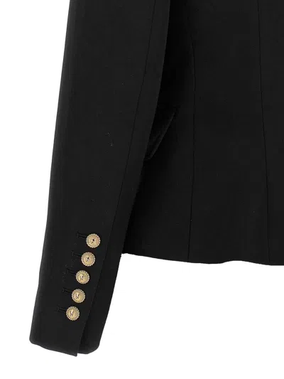Balmain Wool Blazer With Flap Pockets And Gold-tone Buttons In Black