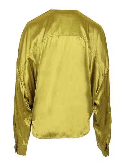 Dries Van Noten Loose Olive Green Blouse In Silk In Green