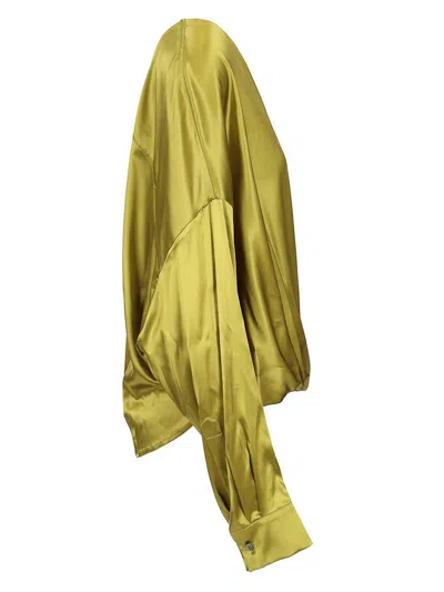 Dries Van Noten Loose Olive Green Blouse In Silk In Green