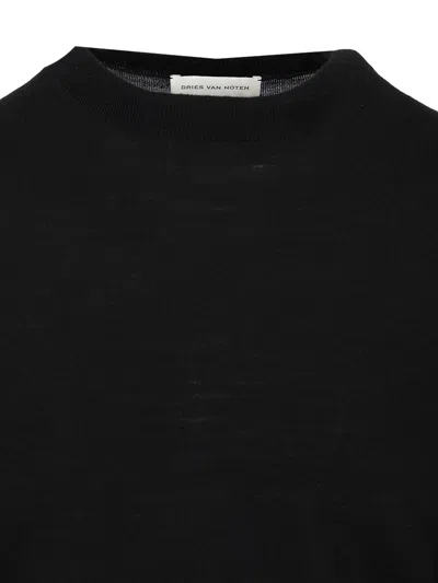 Dries Van Noten Merino Wool Sweater Knitwear Black In Black