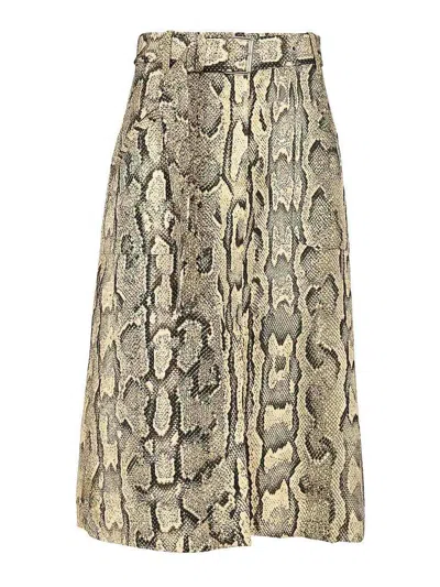Dries Van Noten Sheraz Viscose And Cotton Skirt With Reptile Print In Brown