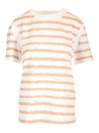 Marni Scribble Stripes T-shirt In Neutral