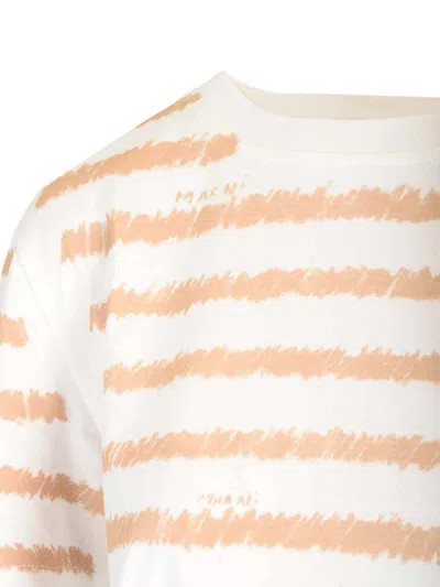 Marni Scribble Stripes T-shirt In Neutral