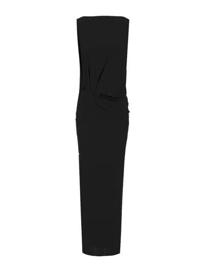 Jacquemus Peplo Draped Jersey Maxi Dress In Black
