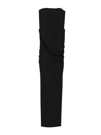 Jacquemus Peplo Draped Jersey Maxi Dress In Black