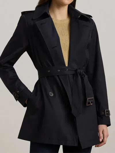 Ralph Lauren Tailored Double-breasted Trench Coat With Belted Waist In Blue