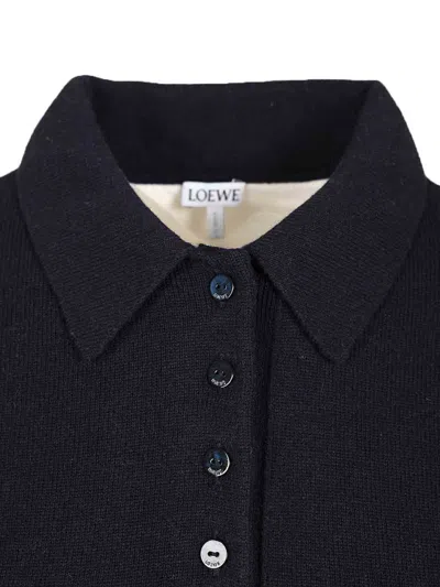 Loewe Wool And Cashmere Polo Shirt Blue In Black
