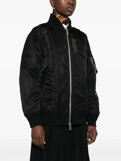 Sacai Nylon Twill Blouson In Black