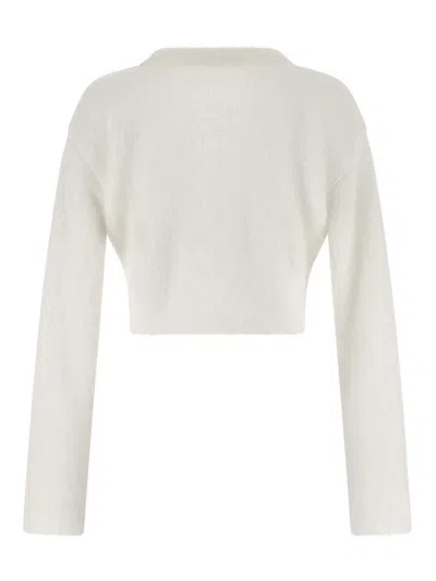 Alessandra Rich 'carded Mohair' Cardigan In White