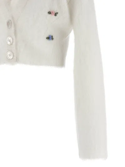 Alessandra Rich 'carded Mohair' Cardigan In White