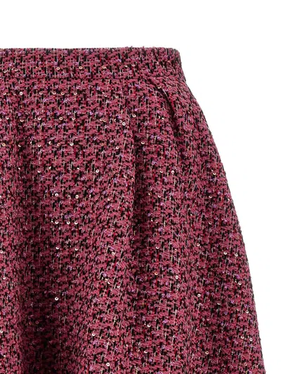 Alessandra Rich Tweed A-line High-waisted Midi Skirt In Red
