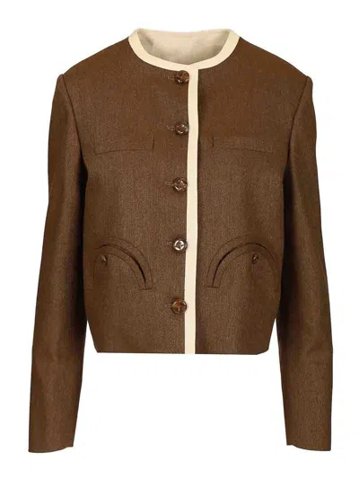 Blazé Milano Long Sleeve Casual Jacket In Brown