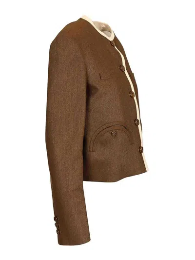 Blazé Milano Long Sleeve Casual Jacket In Brown