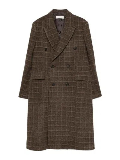 Our Legacy Mens Dorf Check Whale Double-breasted Wool Coat In Brown