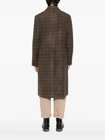 Our Legacy Mens Dorf Check Whale Double-breasted Wool Coat In Brown