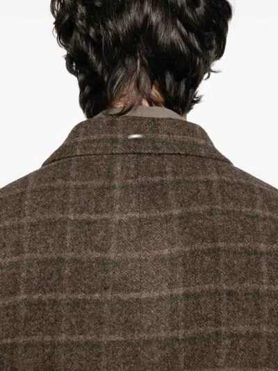 Our Legacy Mens Dorf Check Whale Double-breasted Wool Coat In Brown