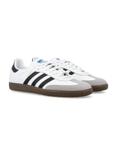 Adidas Originals Adidas Men's White Core Black Gold Me Sambae Suede And Leather Low-top Trainers In White