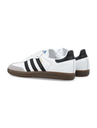 Adidas Originals Adidas Men's White Core Black Gold Me Sambae Suede And Leather Low-top Trainers In White