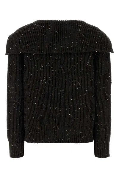 Bottega Veneta Melange Dark Brown Wool Blend Cardigan In Brown