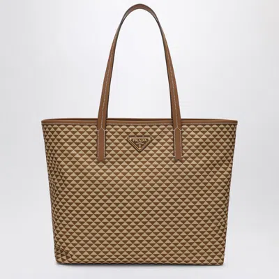 Prada Caramel-coloured Bag In Printed Re-nylon In Neutral