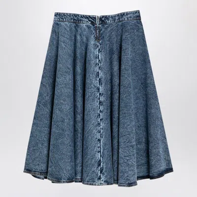 Alaïa Alaia Denim Midi Skirt With Knitted Sash Women In Blue