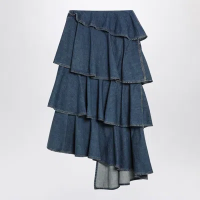 Alaïa Alaia Spiral Skirt In Denim In Blue